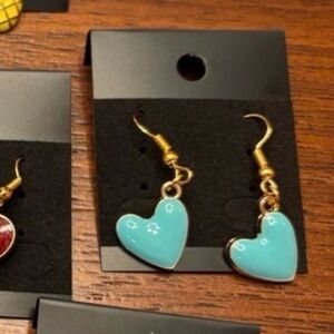 New handmade Gold and Blue Heart Earrings